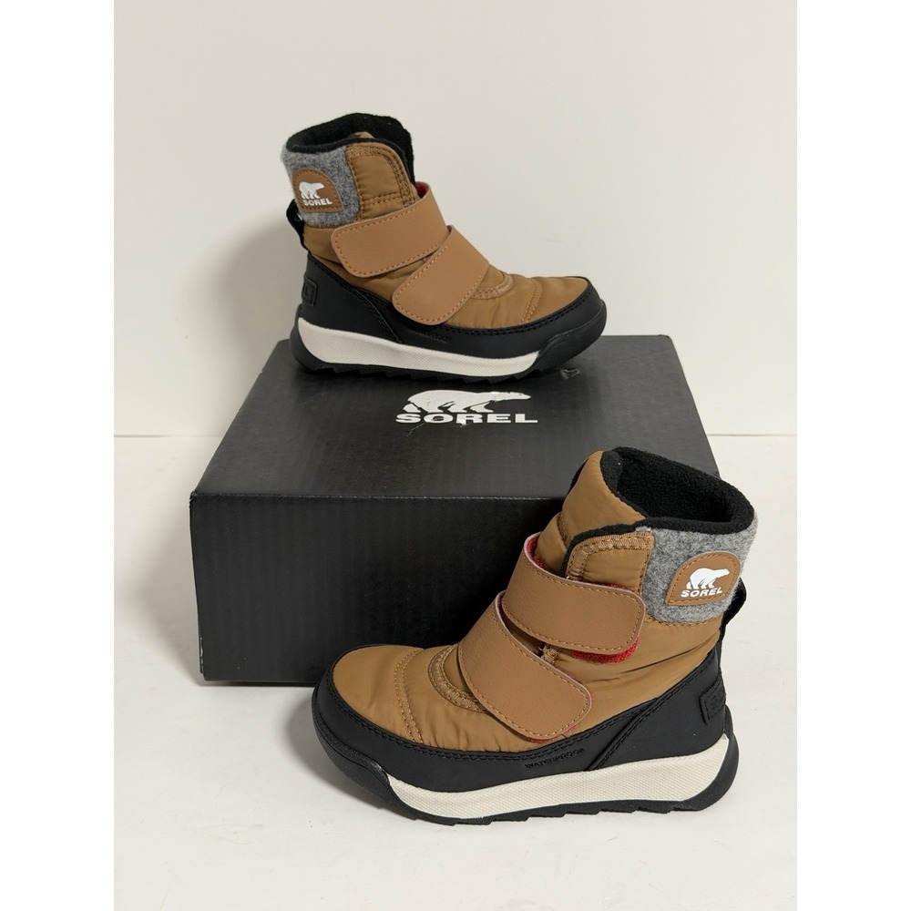 Sorel Kids Whitney II Strap waterproof boots, Brown & Black, Children's Size 9